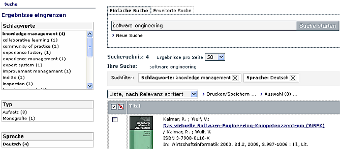 STAR/Libraries OPAC - Ergebnisse einschränken